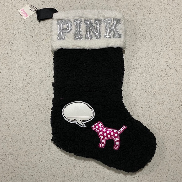 VS PINK Black and White Sherpa Stocking
